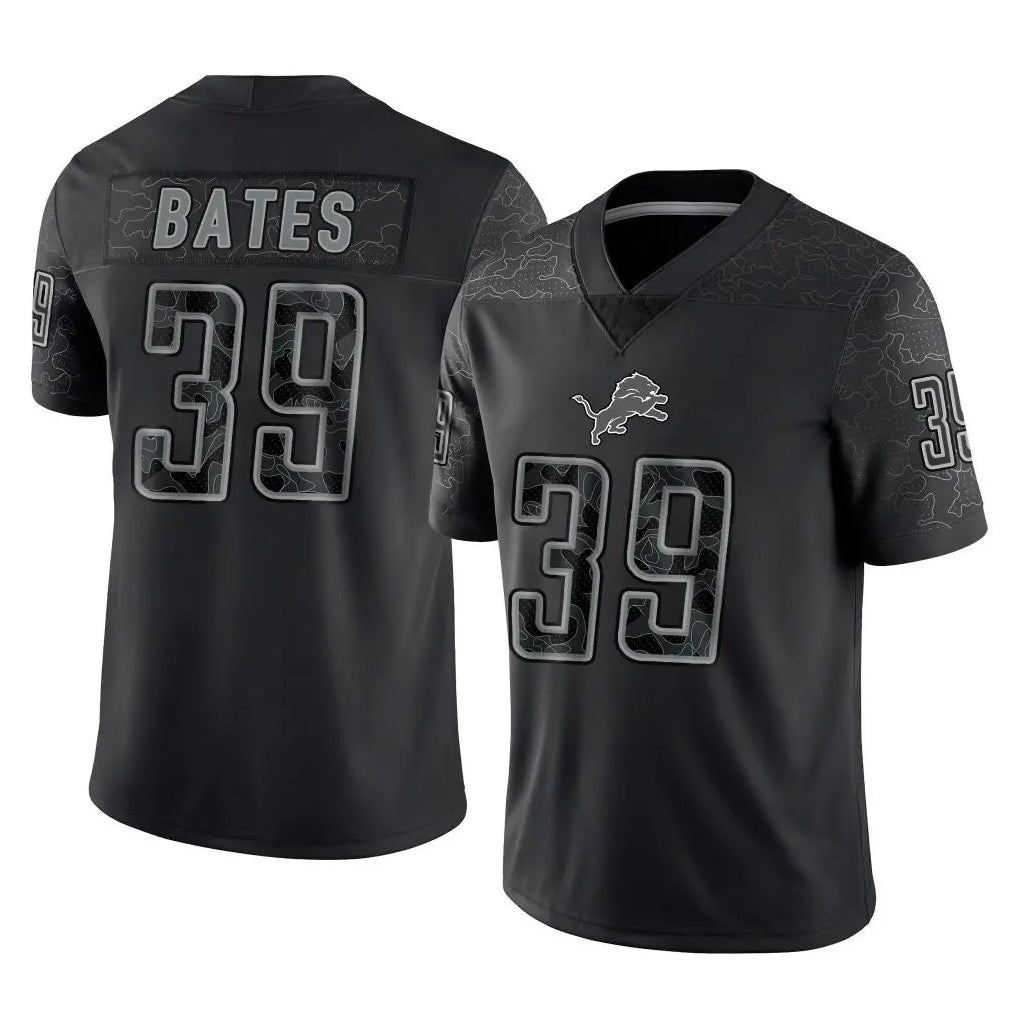 D.Lions #39 Jake Bates Player Black Reflective Limited Home Game Qdoa Stitched Jerseys
