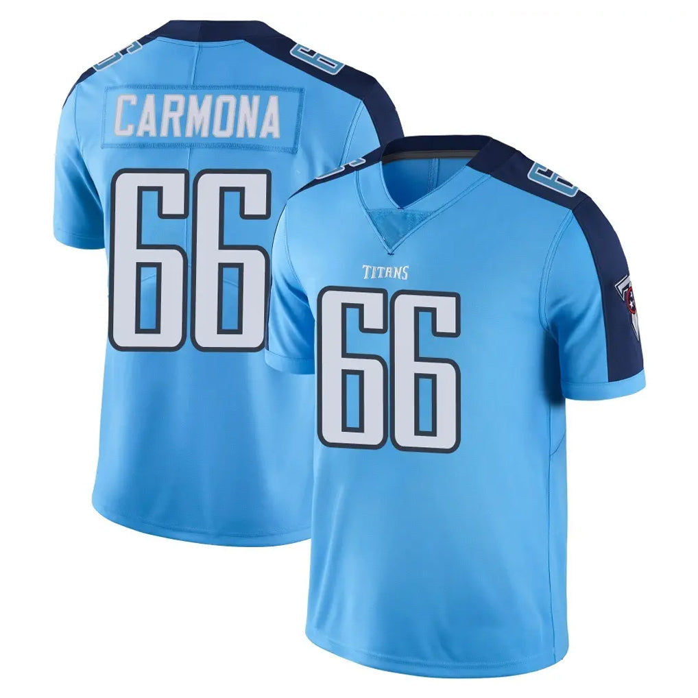 T.Titans #66 Fernando Carmona Jr. Player Light Blue Limited Color Rush Home Game Qdoa Stitched Jerseys
