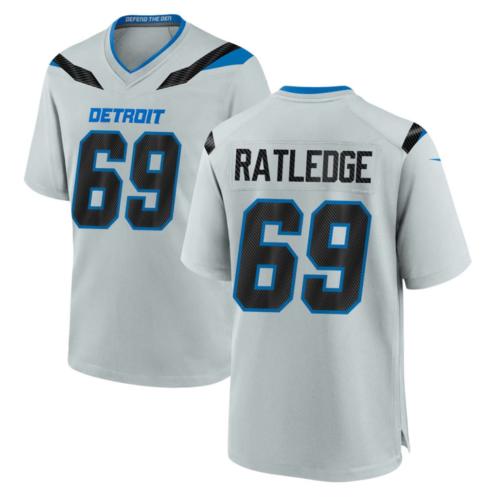 D.Lions #69 Tate Ratledge Player Silver 2026 Rivalries Collection Home Game Qdoa Stitched Jerseys