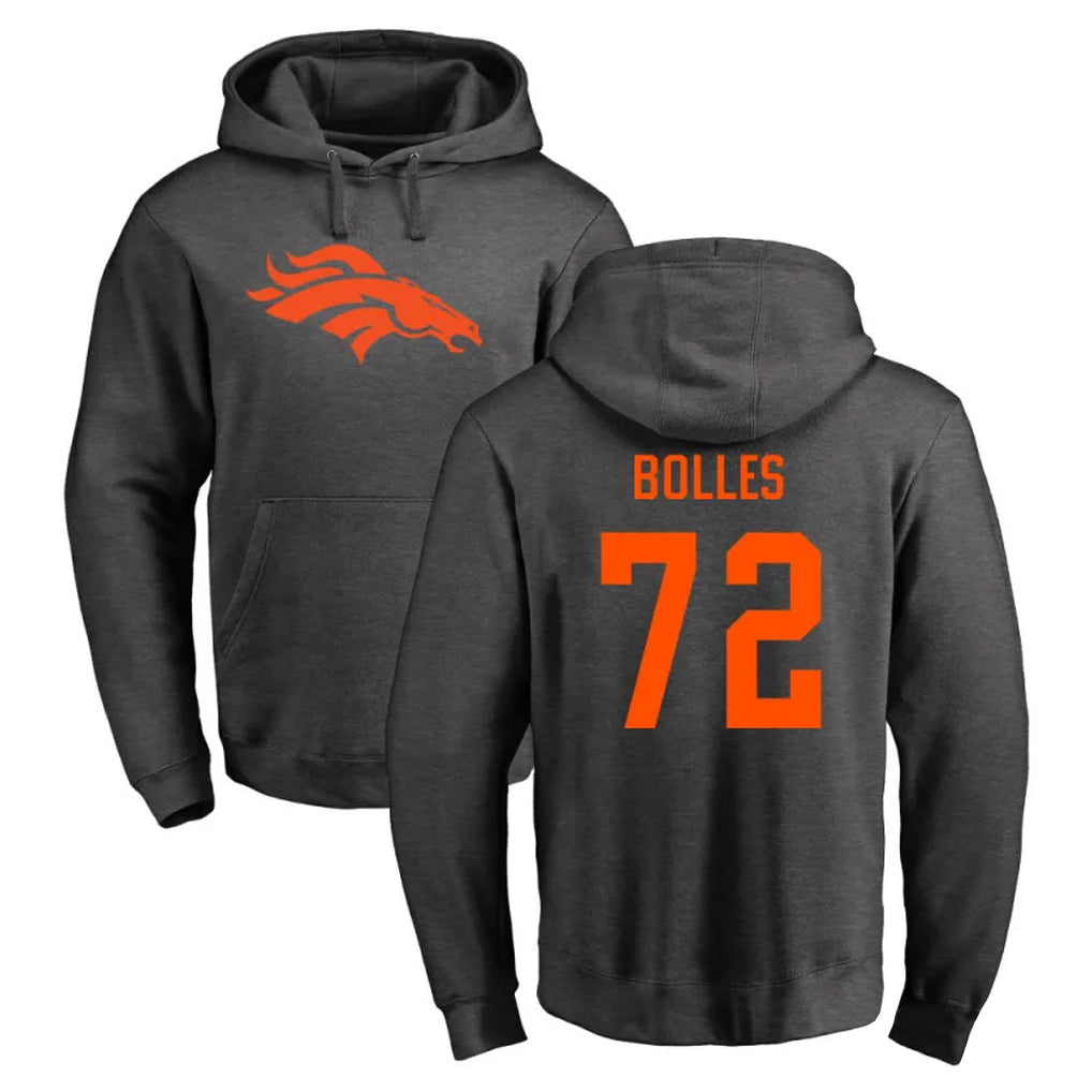 D.Broncos #72 Garett Bolles Player Ash One Color Pullover Hoodie Limited Qdoa Stitched Jerseys