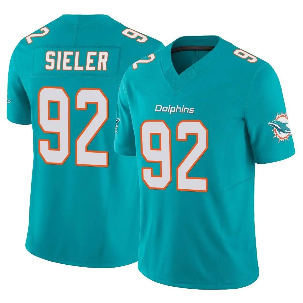 M.Dolphins #92 Zach Sieler Player Aqua Limited Vapor F.U.S.E. Home Game Qdoa Stitched Jerseys