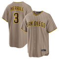 S.Diego Padres #3 Jackson Merrill Player Khaki Home Game Qdoa Stitched Jerseys