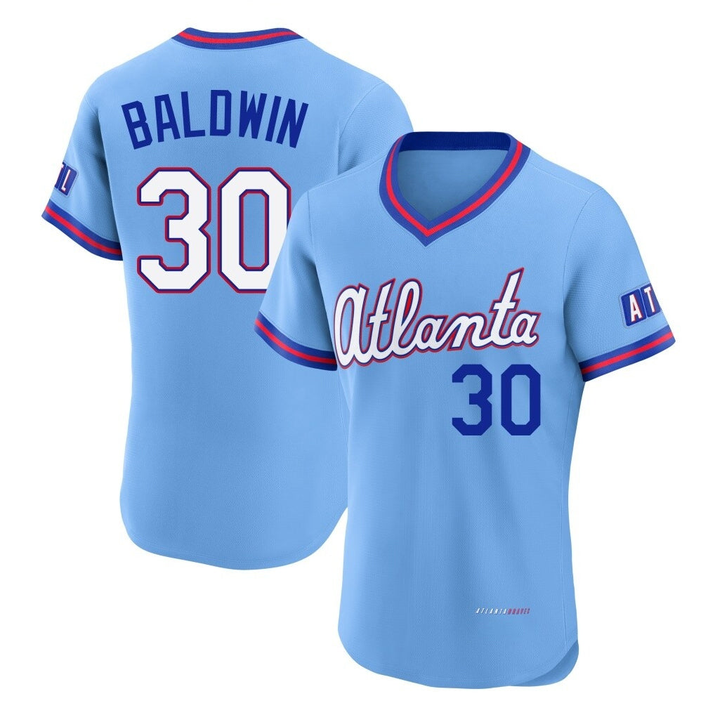 A.Braves #30 Drake Baldwin Player Powder Blue 2026 City Connect T-shirt Limited Elite Home Game Qdoa Stitched Jerseys