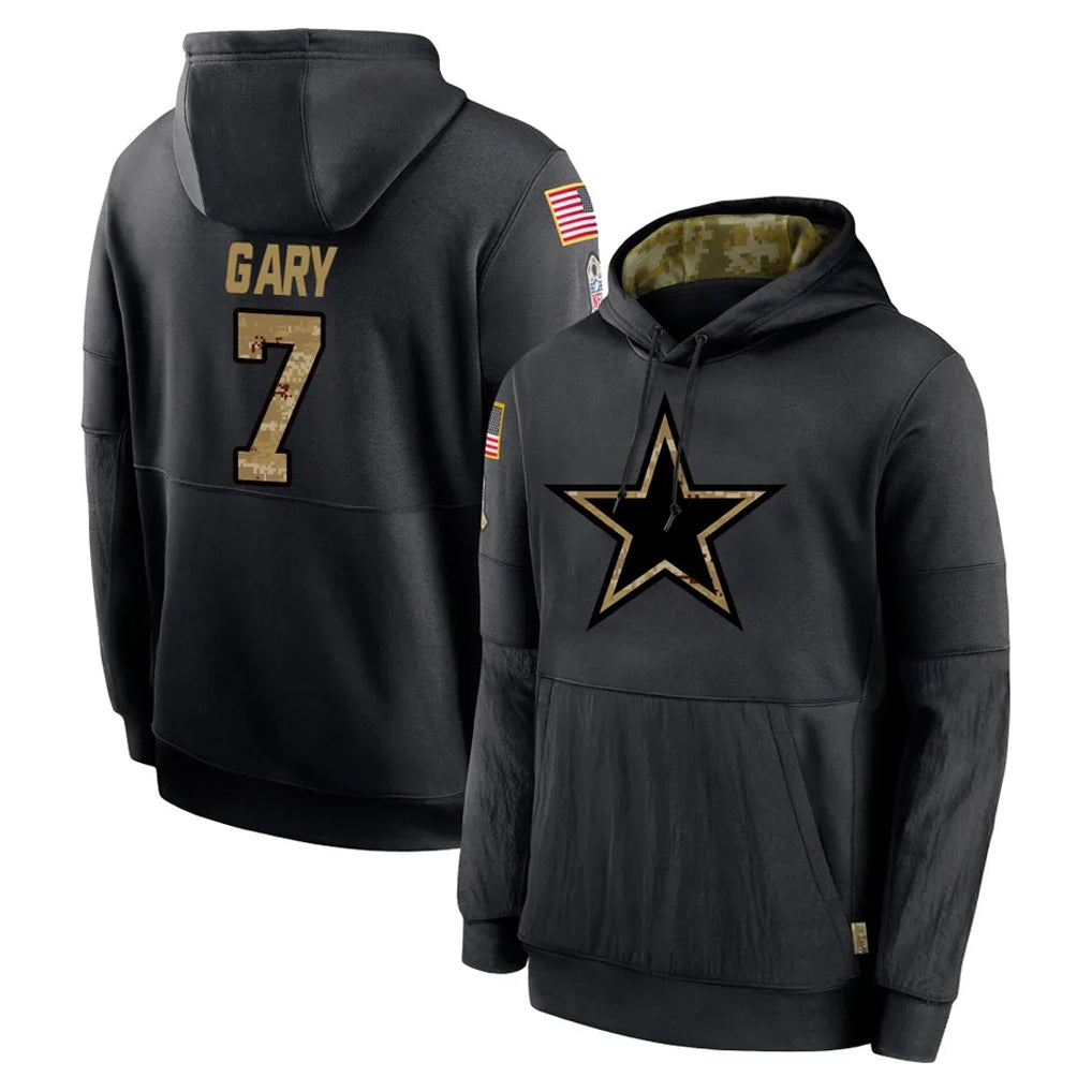 D.Cowboys #7 Rashan Gary Player Black Salute to Service Pullover Hoodies Limited Qdoa Stitched Jerseys