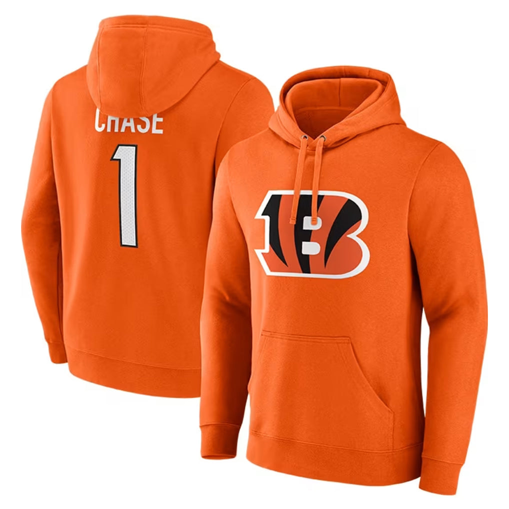 C.Bengals #1 Ja'Marr Chase Player Orange Salute to Service Pullover Hoodie Limited Qdoa Stitched Jerseys