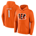 C.Bengals #1 Ja'Marr Chase Player Orange Salute to Service Pullover Hoodie Limited Qdoa Stitched Jerseys