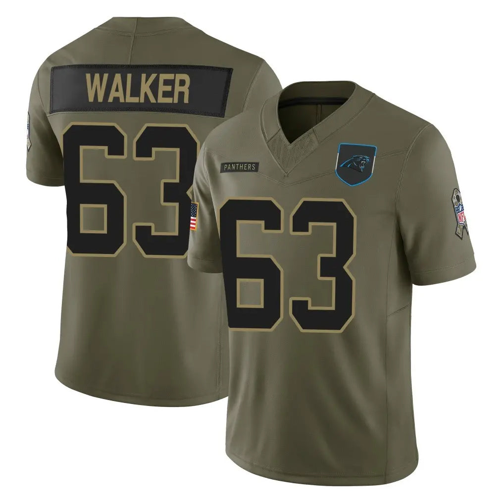 C.Panthers #63 Rasheed Walker Player Olive 2025 Salute to Service Limited Game Qdoa Stitched Jerseys