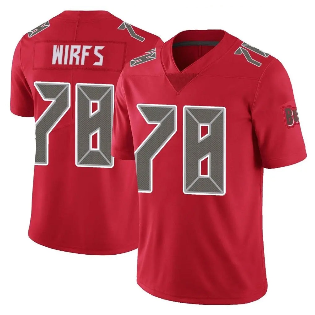 TB.Buccaneers #78 Tristan Wirfs Player Red Limited Color Rush Home Game Qdoa Stitched Jerseys