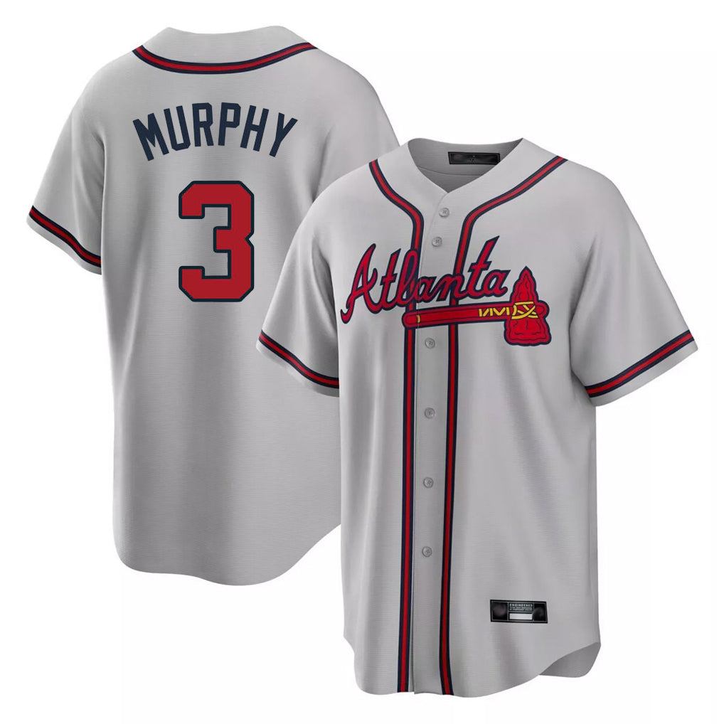 A.Braves #3 Dale Murphy Player Gray Home Game Qdoa Stitched Jerseys
