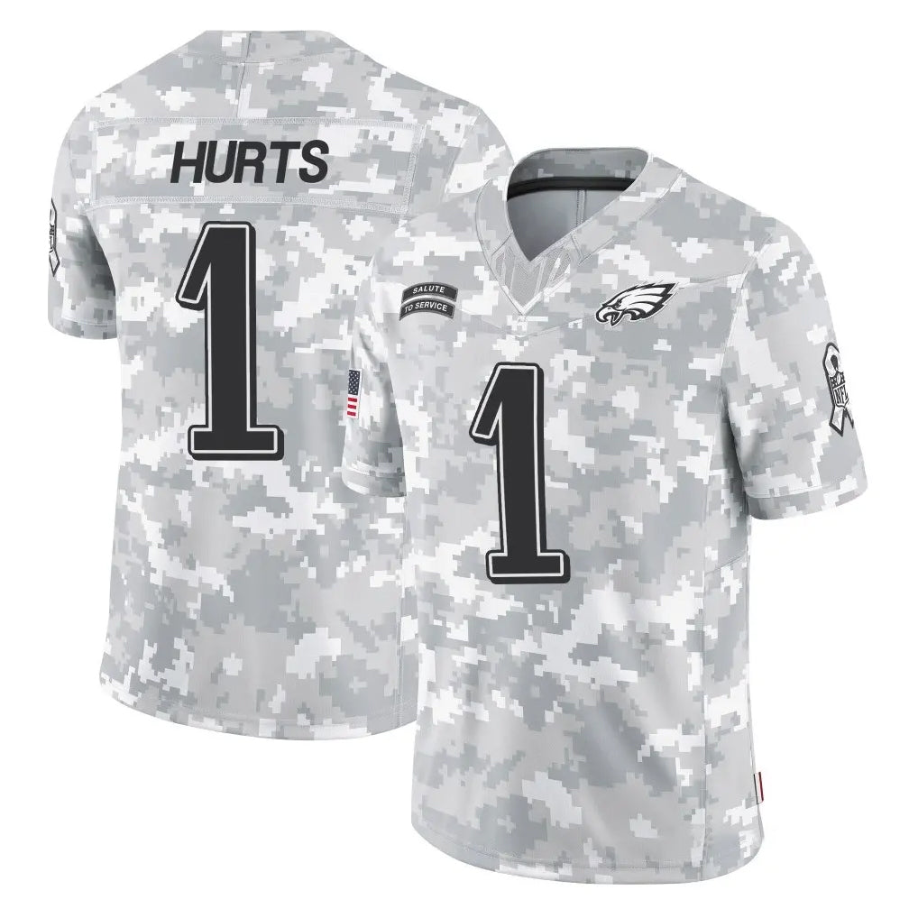 P.Eagles #1 Jalen Hurts Player Arctic Camo Salute to Service Limited Game Qdoa Stitched Jerseys
