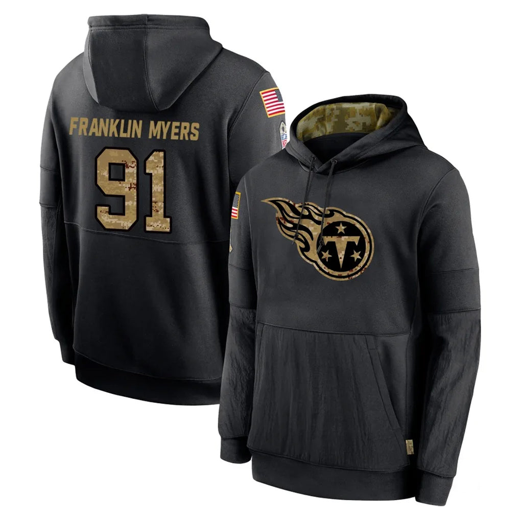 T.Titans #91 John Franklin-Myers Player Black Salute to Service Sideline Performance Pullover Hoodies Home Game Qdoa Stitched Jerseys