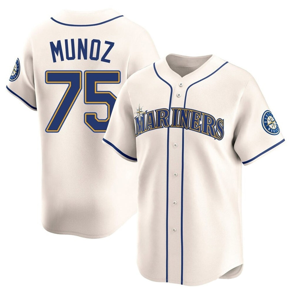 S.Mariners #75 Andres Munoz Player Cream Home Limited Qdoa Stitched Jerseys