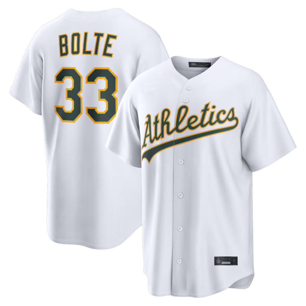 Athletics #33 Henry Bolte Player White Home Game Qdoa Stitched Jerseys