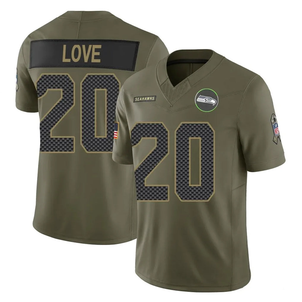 S.Seahawks #20 Julian Love Player Olive 2025 Salute To Service Limited Home Game Qdoa Stitched Jerseys