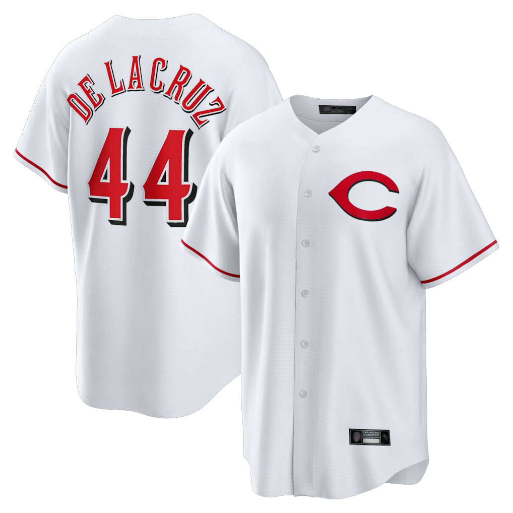 C.Reds #44 Elly De La Cruz Player White Home Game Qdoa Stitched Jerseys