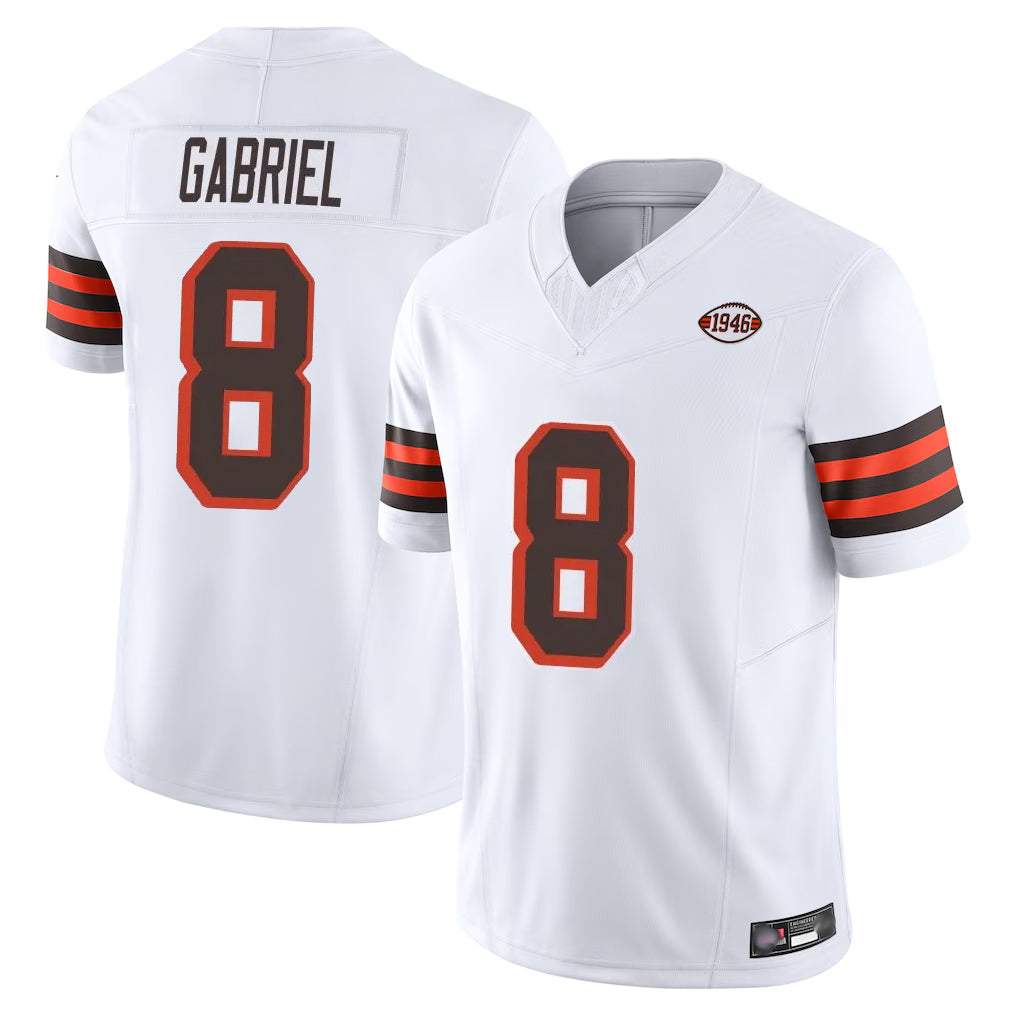 C.Browns #8 Dillon Gabriel Player White Limited Vapor F.U.S.E. Alternate Game Qdoa Stitched Jerseys