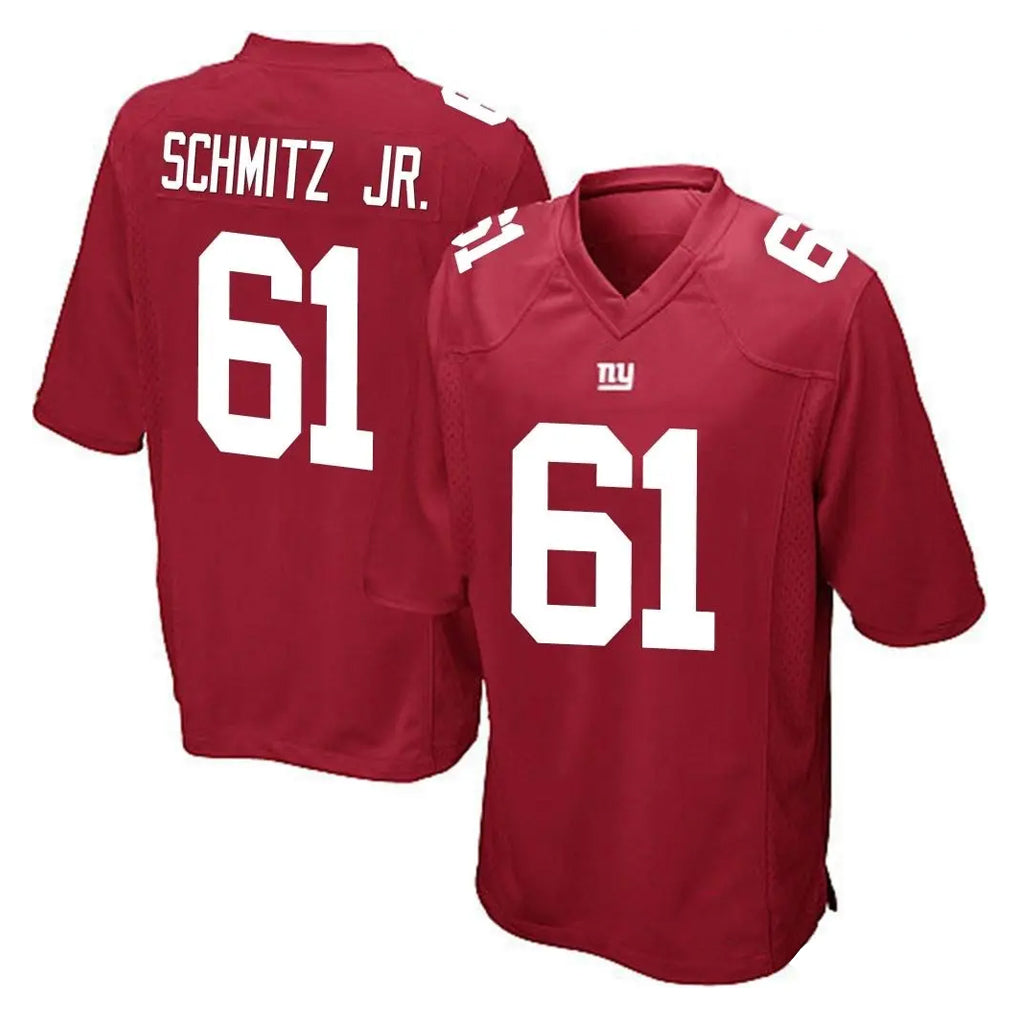 NY.Giants #61 John Michael Schmitz Jr. Player Red Home Game Qdoa Stitched Jerseys