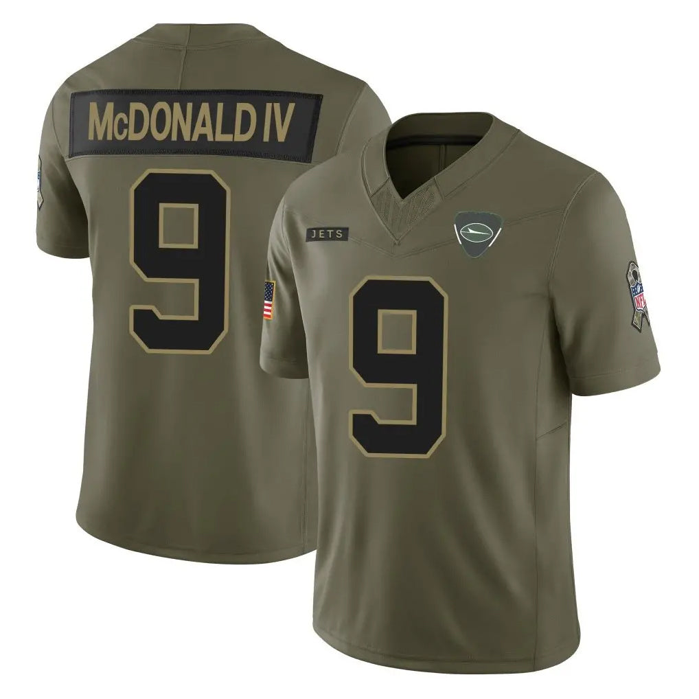 NY.Jets #9 Will McDonald IV Player Olive 2025 Salute To Service Limited Qdoa Stitched Jerseys