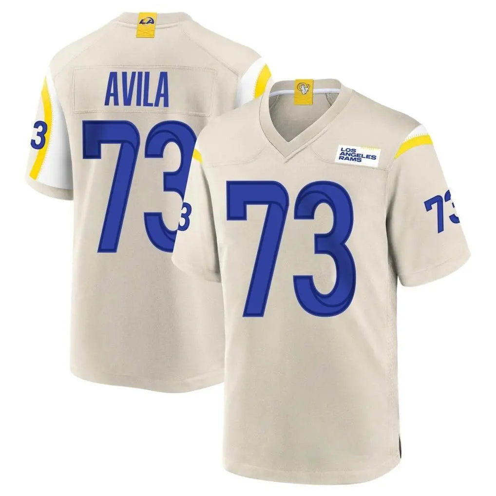 LA.Rams #73 Steve Avila Player Bone Home Game Qdoa Stitched Jerseys