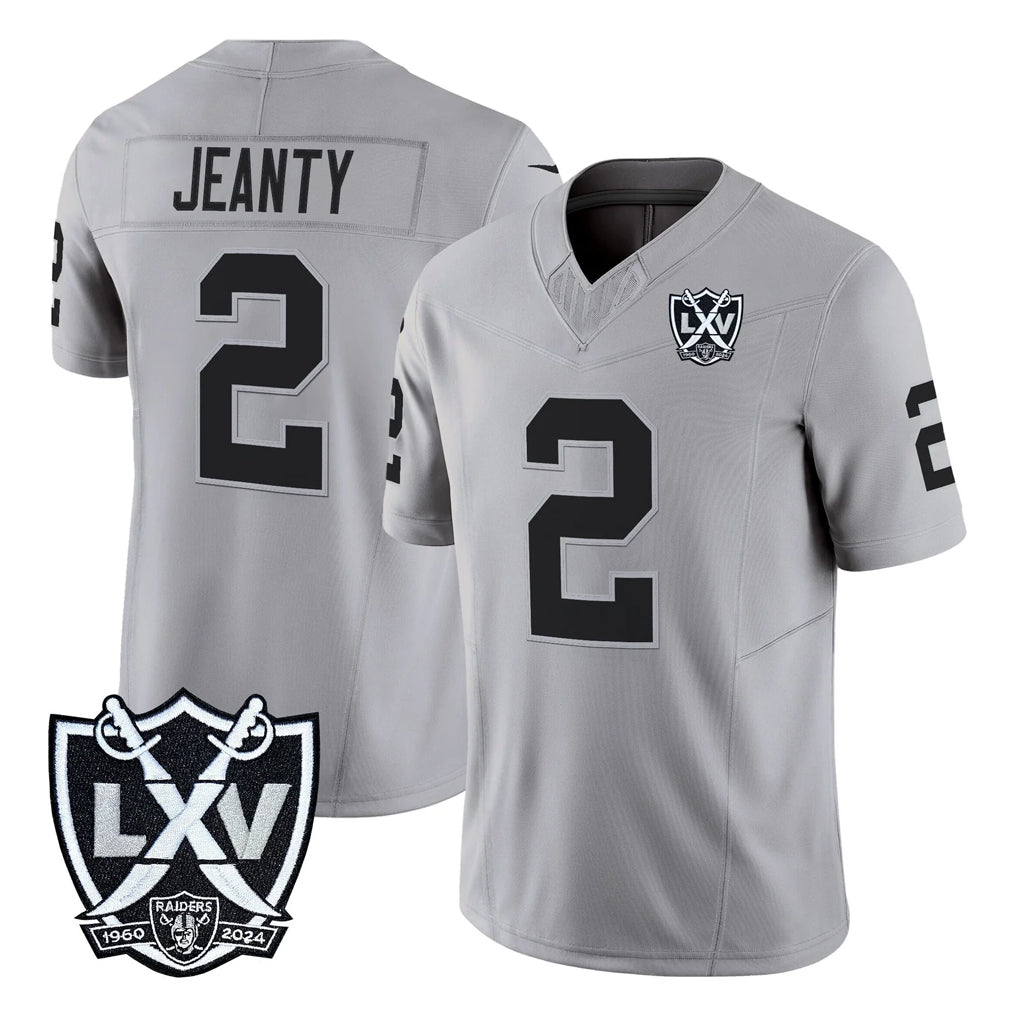 LV.Raiders #2 Ashton Jeanty Player Gray 2026 Vapor Limited Home Game Qdoa Stitched Jerseys