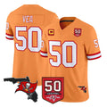 TB.Buccaneers #50 Vita Vea Player Orange 50th Season Vapor Limited Home Game Qdoa Stitched Jerseys