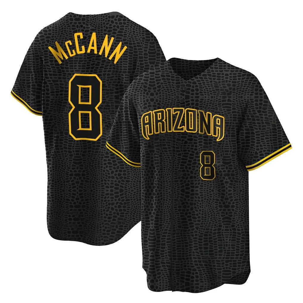 A.Diamondbacks #8 James McCann Player Black Snake Skin City Home Game Qdoa Stitched Jerseys