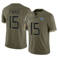 T.Titans #15 Keldric Faulk Player Olive Limited Salute to Service Home Game Qdoa Stitched Jerseys