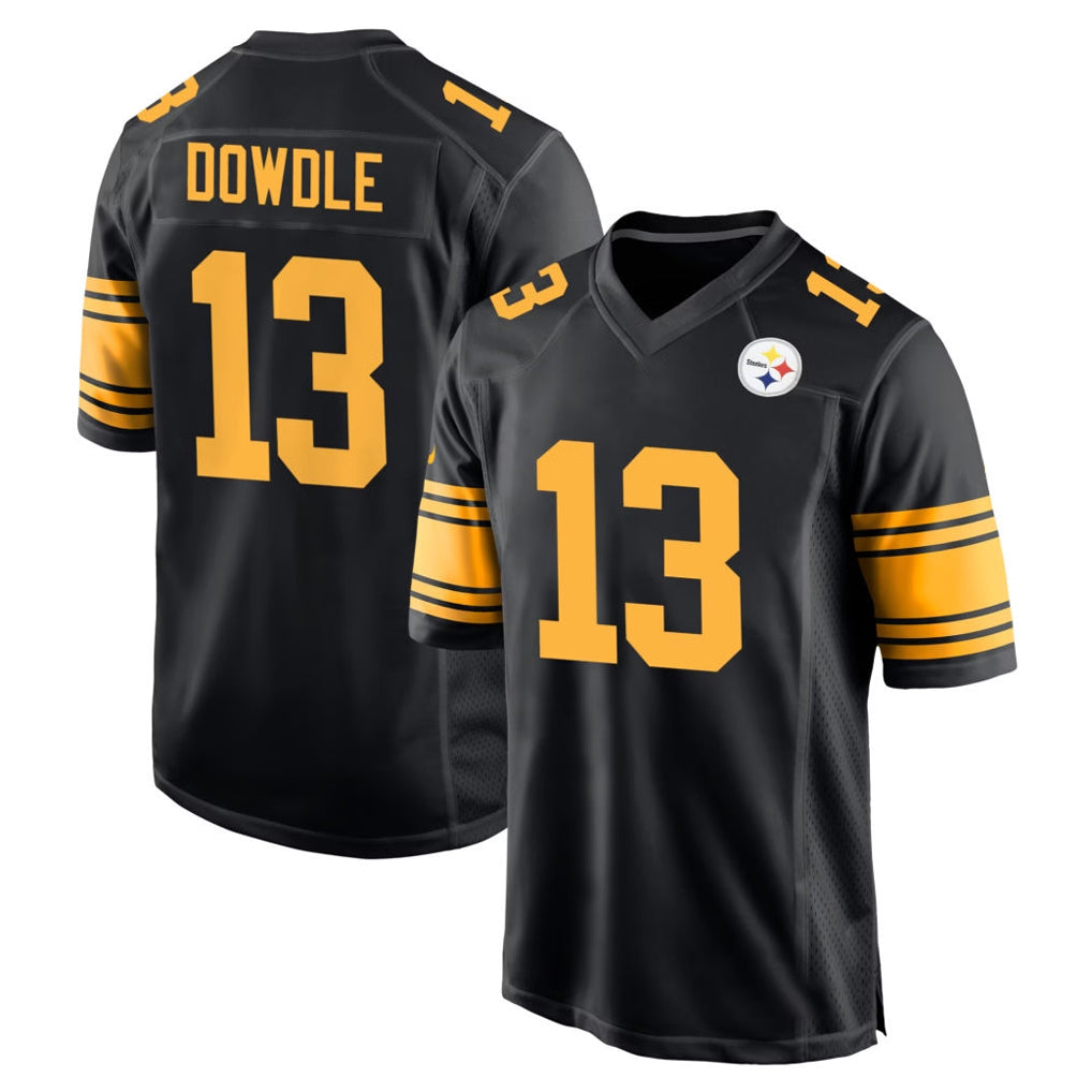 P.Steelers #13 Rico Dowdle Player Black Color Rush Home Game Qdoa Stitched Jerseys
