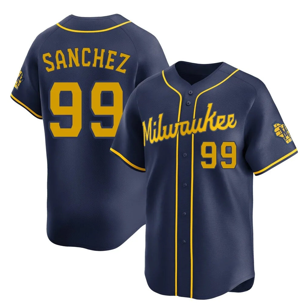 M.Brewers #99 Gary Sanchez Player Navy Home Limited Qdoa Stitched Jerseys
