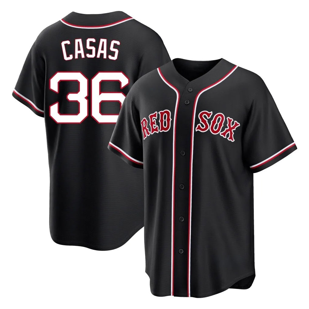 B.Red Sox #36 Triston Casas Player Black Out Home Game Qdoa Stitched Jerseys