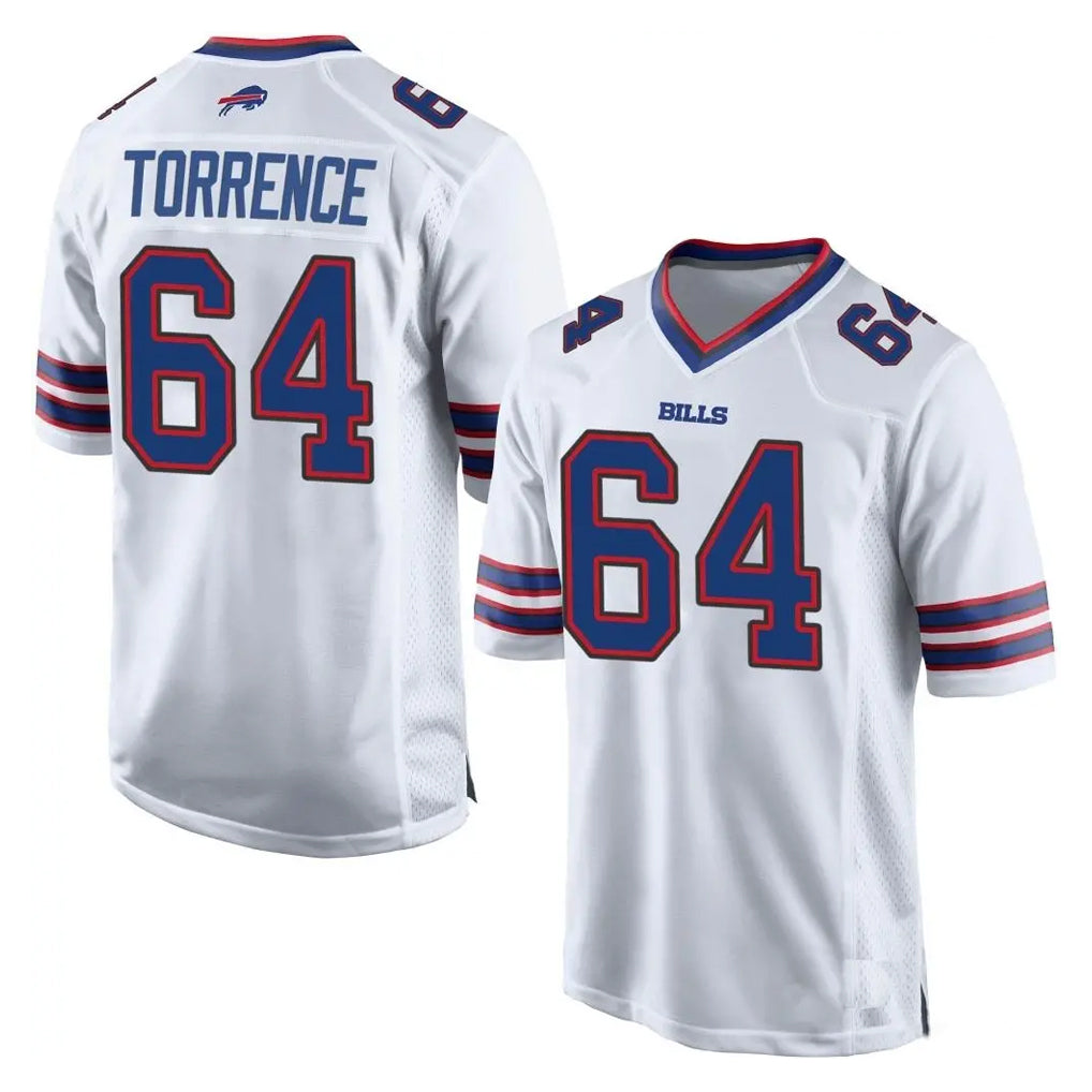 B.Bills #64 O'Cyrus Torrence Player White Home Game Qdoa Stitched Jerseys