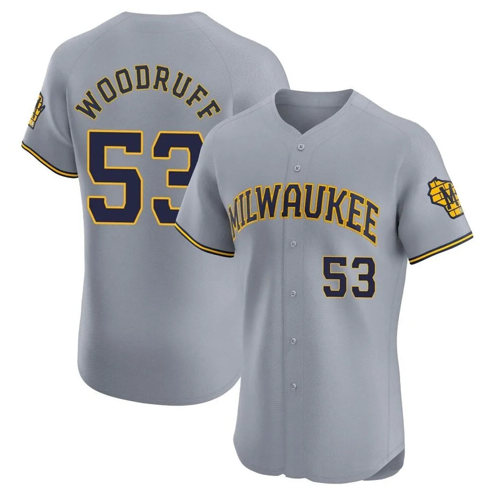 M.Brewers #53 Brandon Woodruff Player Gray Home Limited Elite Qdoa Stitched Jerseys