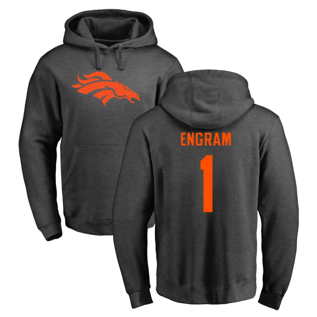 D.Broncos #1 Evan Engram Player Ash One Color Pullover Hoodie Limited Qdoa Stitched Jerseys