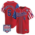 B.Orioles #6 Ryan Mountcastle Player Red USA 250 Independence Day Vapor Premier Limited Home Game Qdoa Stitched Jerseys