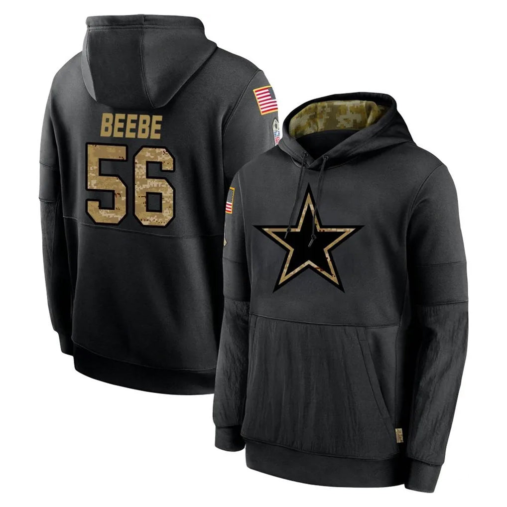 D.Cowboys #56 Cooper Beebe Player Black Salute to Service Pullover Hoodies Limited Qdoa Stitched Jerseys