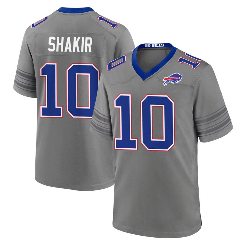 B.Bills #10 Khalil Shakir Player Gray Nickel City Home Game Qdoa Stitched Jerseys