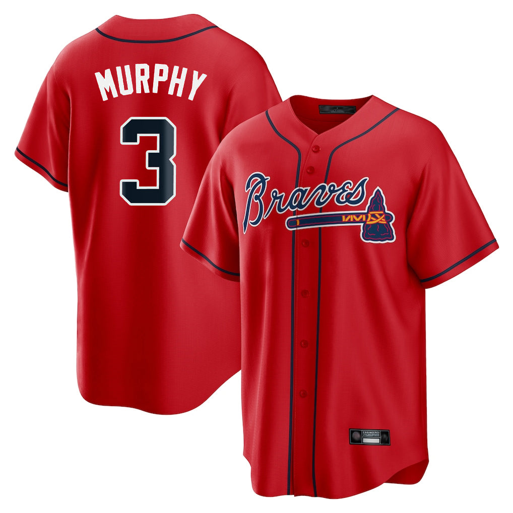 A.Braves #3 Dale Murphy Player Red Home Game Qdoa Stitched Jerseys