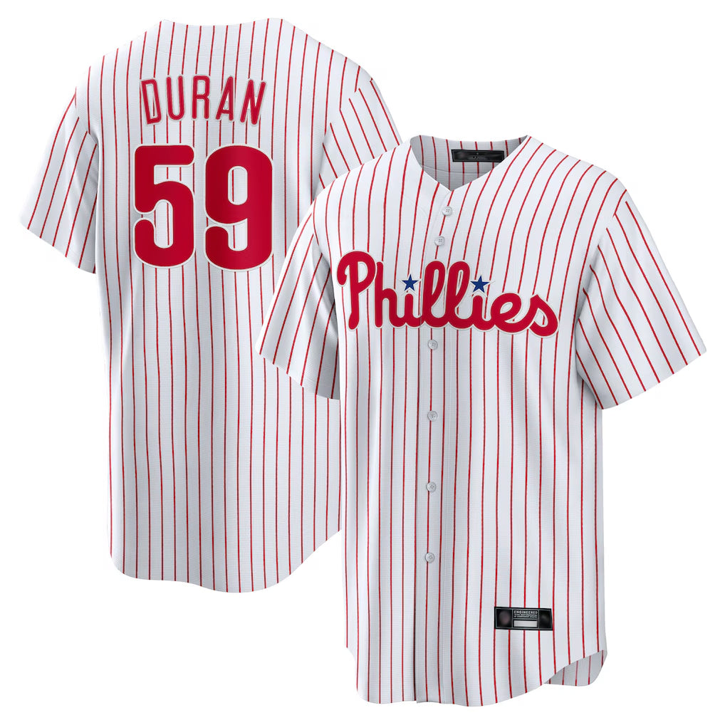 P.Phillies #59 Jhoan Duran Player White Home Game Qdoa Stitched Jerseys