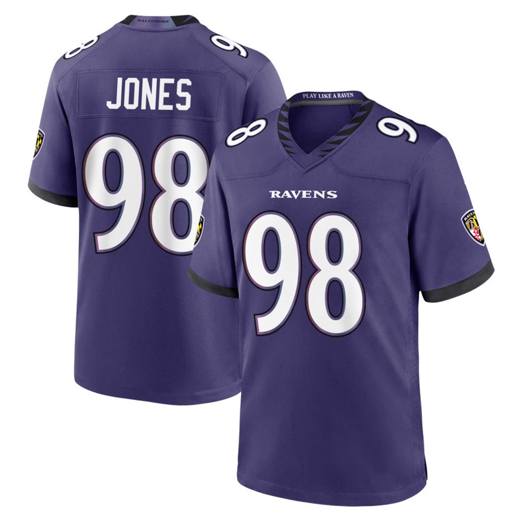 B.Ravens #98 Travis Jones Player Purple Limited Home Game Qdoa Stitched Jerseys