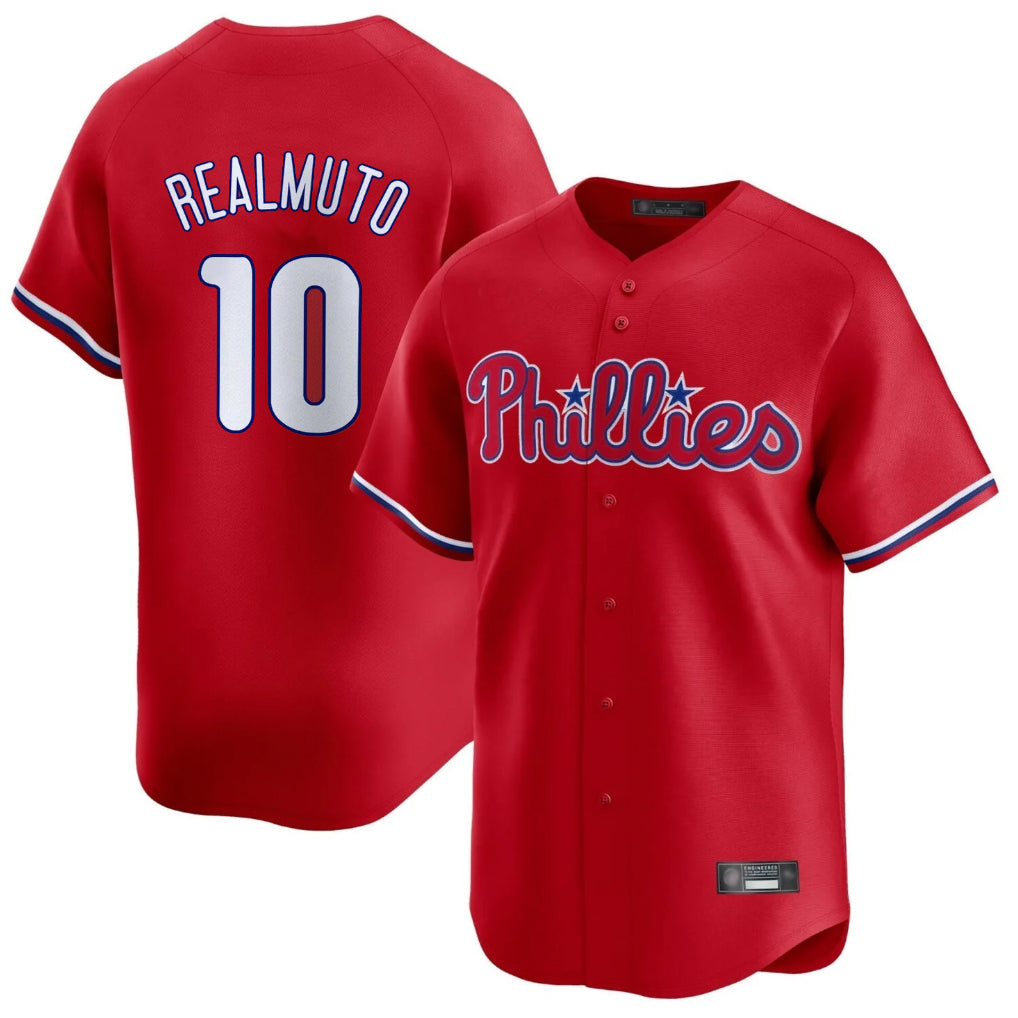 P.Phillies #10 J.T. Realmuto Player Red Home Limited Qdoa Stitched Jerseys