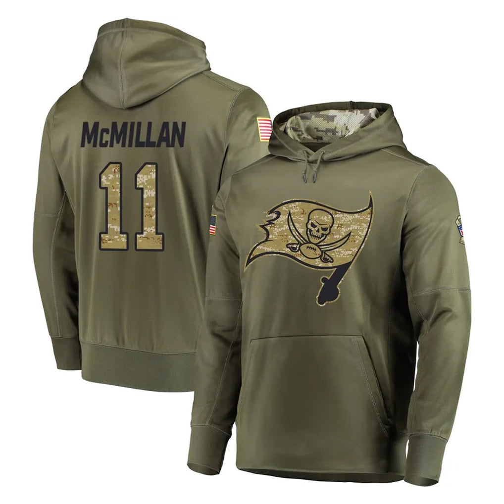 TB.Buccaneers #11 Jalen McMillan Player Olive Salute to Service Pullover Hoodie Home Game Qdoa Stitched Jerseys