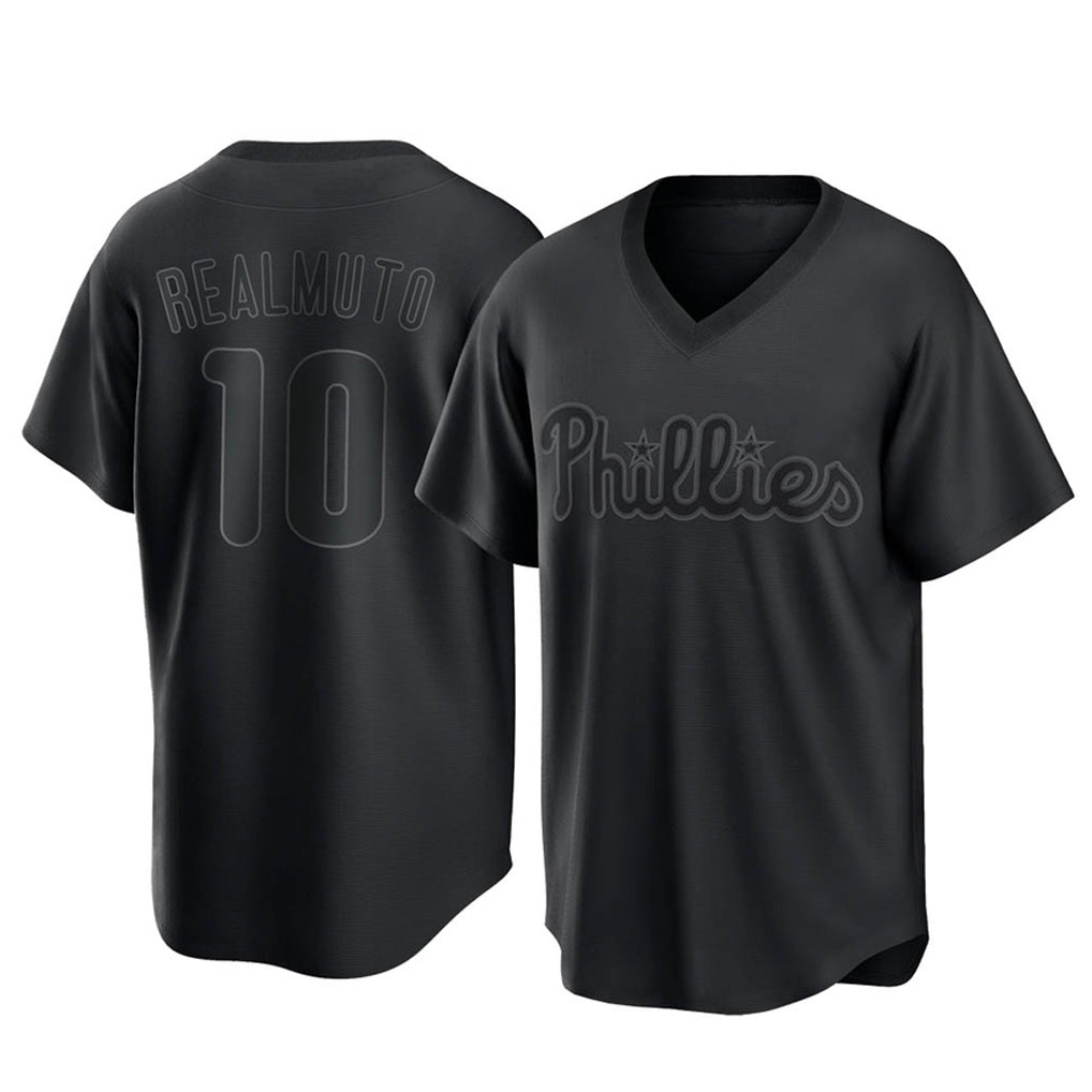 P.Phillies #10 J.T. Realmuto Player Black Pitch Fashion Limited T-shirt Qdoa Stitched Jerseys
