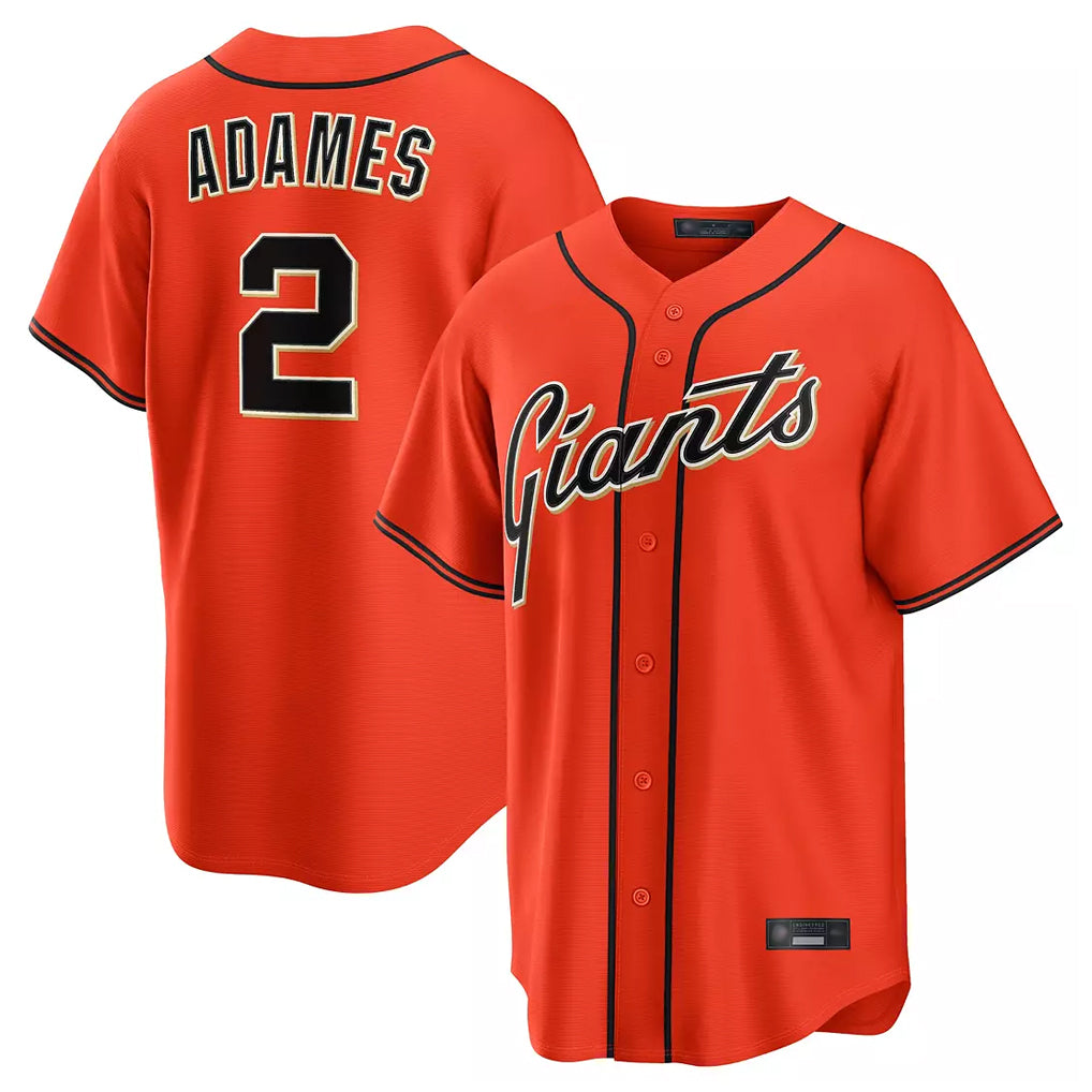 SF.Giants #2 Willy Adames Player Orange Home Game Qdoa Stitched Jerseys