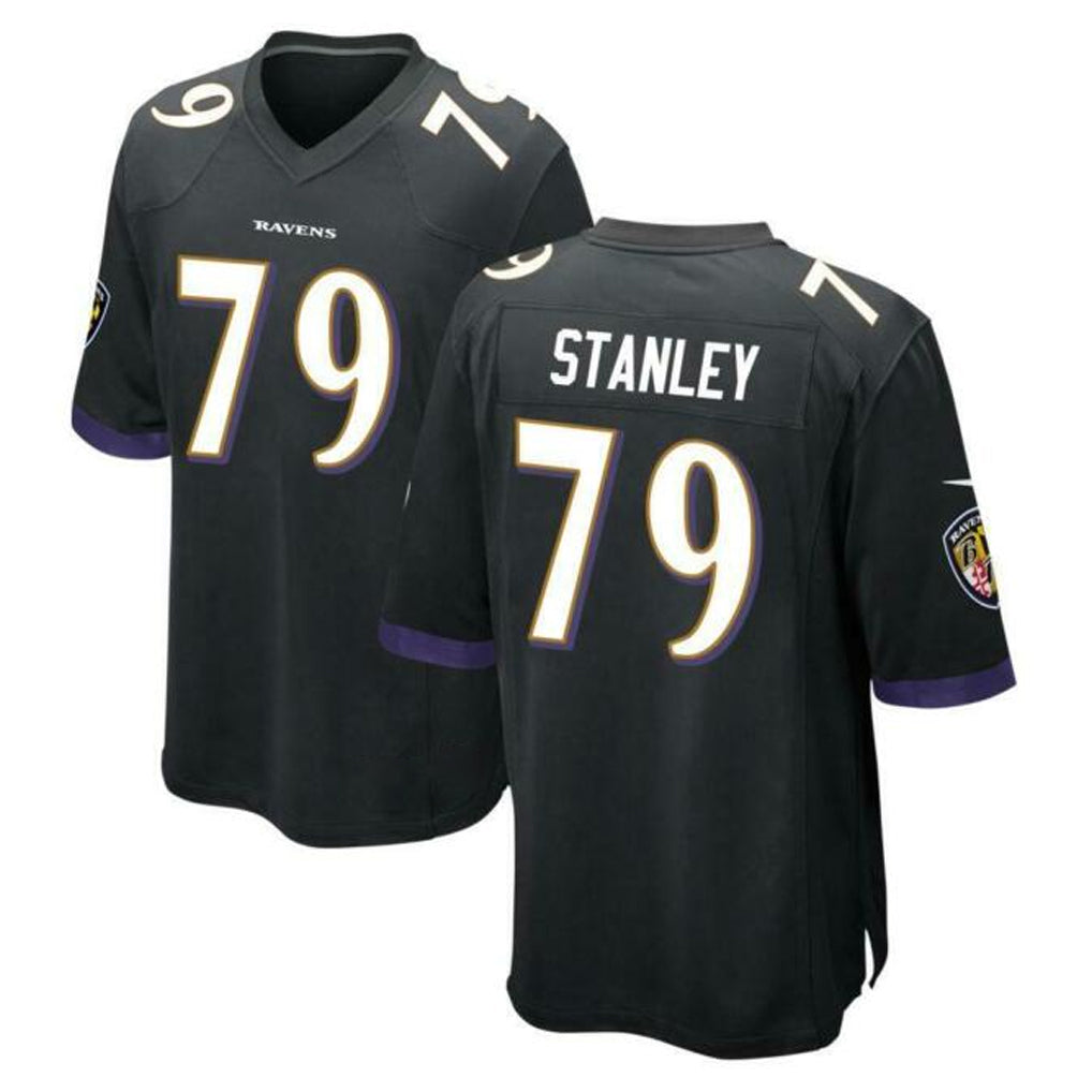 B.Ravens #79 Ronnie Stanley Player Black Alternate Home Game Qdoa Stitched Jerseys