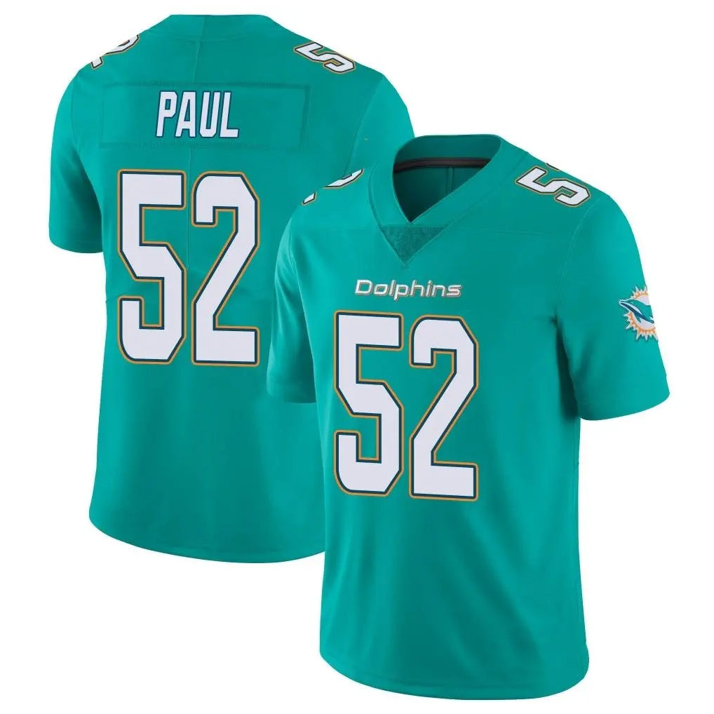 M.Dolphins #52 Patrick Paul Player Aqua Limited Vapor Untouchable Home Game Qdoa Stitched Jerseys