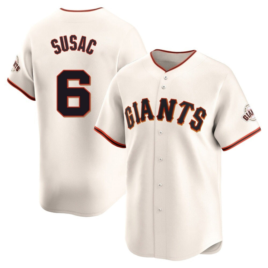SF.Giants #6 Daniel Susac Player Cream Home Limited Qdoa Stitched Jerseys