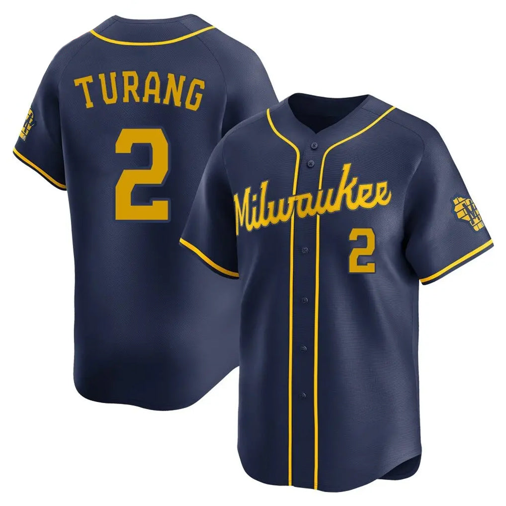 M.Brewers #2 Brice Turang Player Navy Home Limited Qdoa Stitched Jerseys