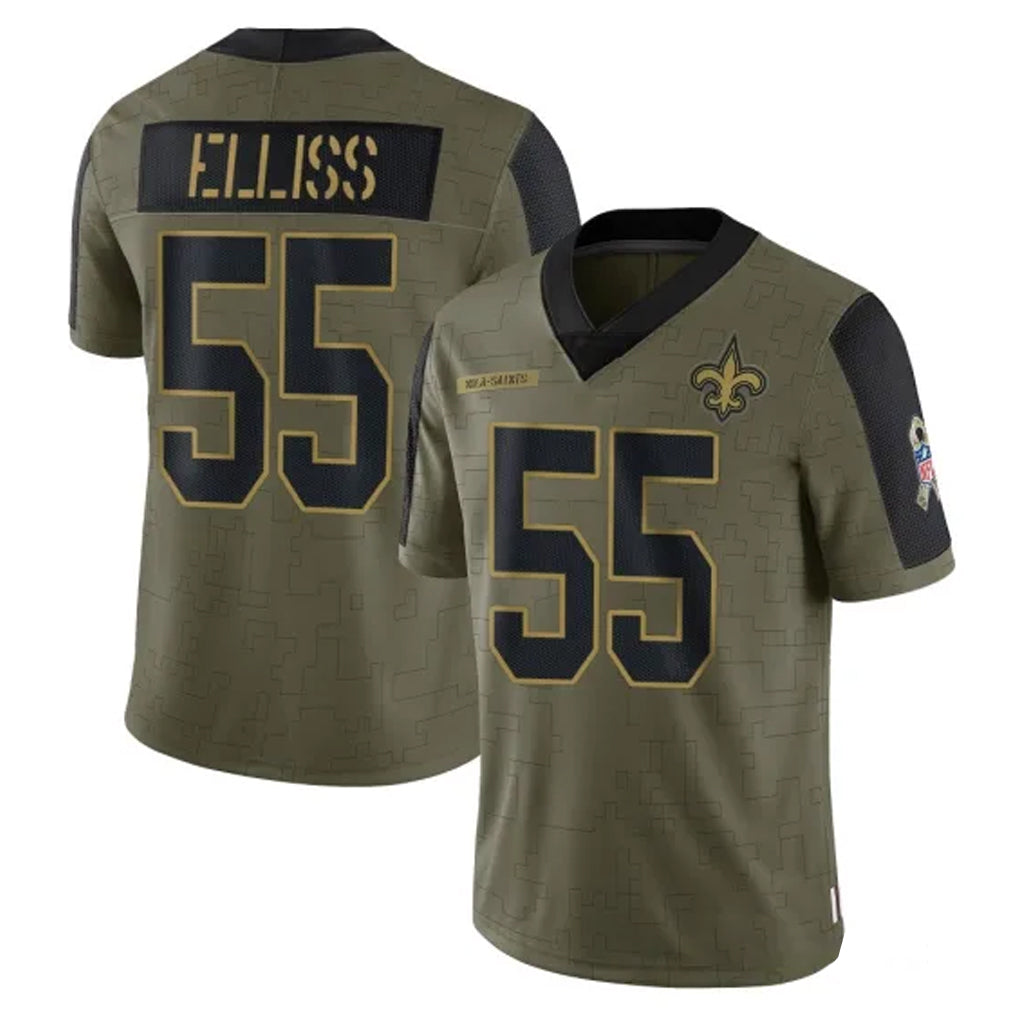 NO.Saints #55 Kaden Elliss Player Olive Salute To Service Limited Game Qdoa Stitched Jerseys