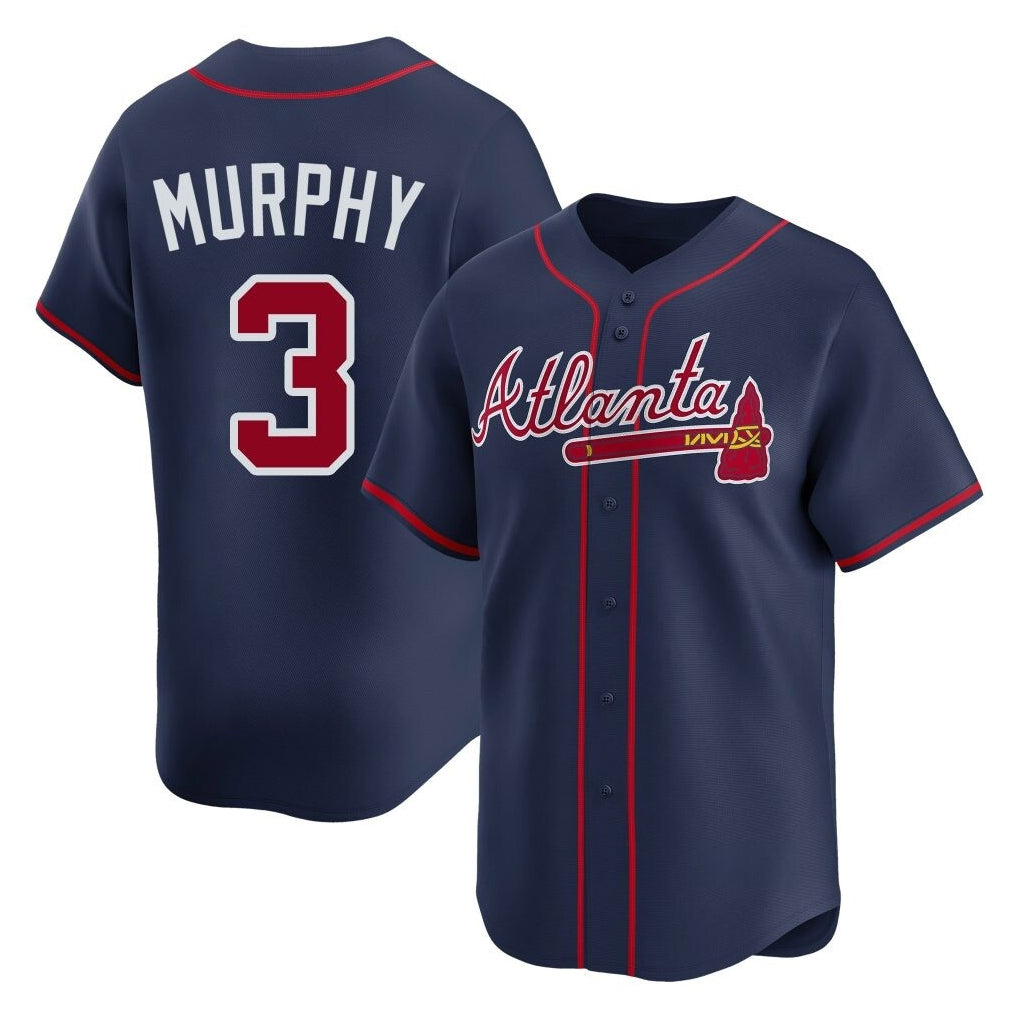 A.Braves #3 Dale Murphy Player Navy Limited Home Game Qdoa Stitched Jerseys