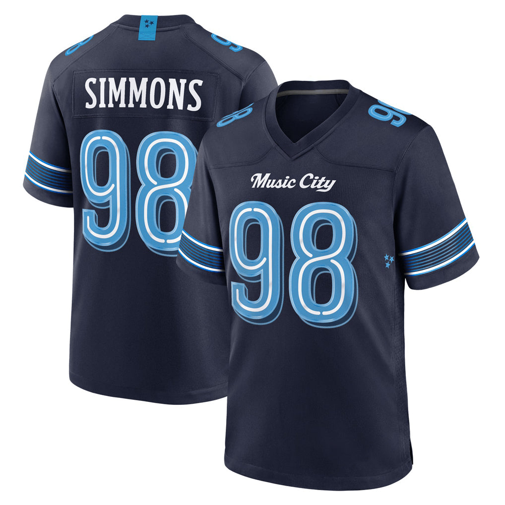 T.Titans #98 Jeffery Simmons Player Navy 2026 Rivalries Collection Home Game Qdoa Stitched Jerseys
